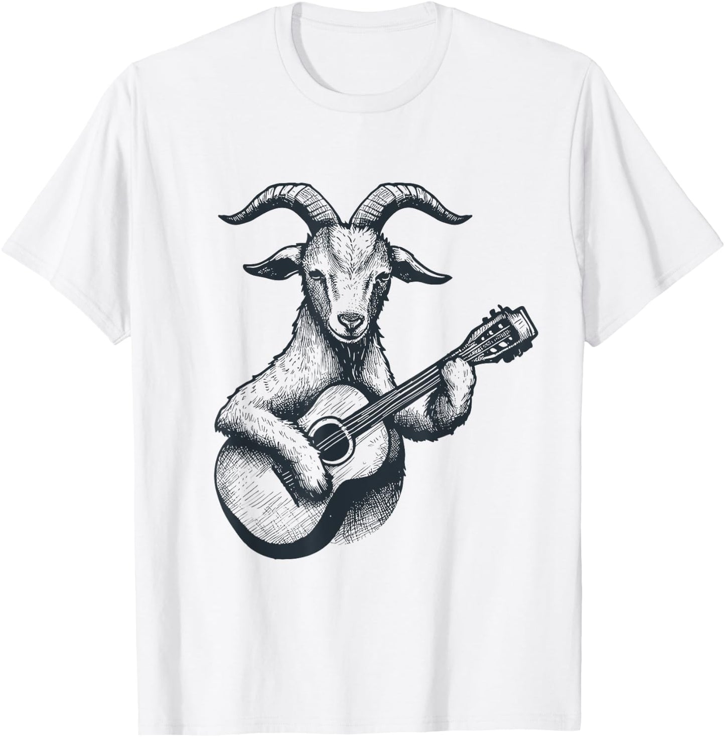 Goat Playing Guitar Goat Musician Guitarist Funny Vintage T-Shirt - T-Shirt | White
