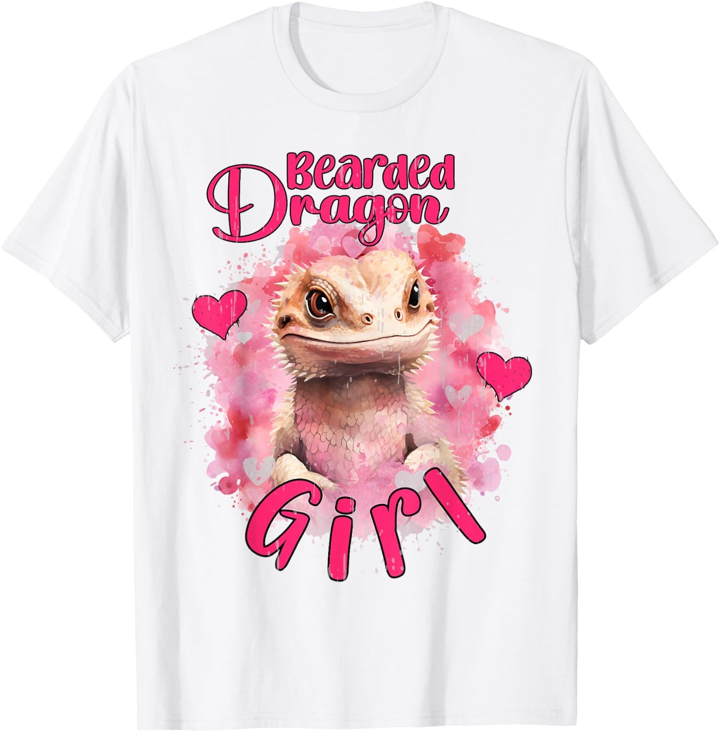 Bearded Dragon Girl Cute Pet Lizard Pink Girls Reptile Theme T-Shirt - T-Shirt | White
