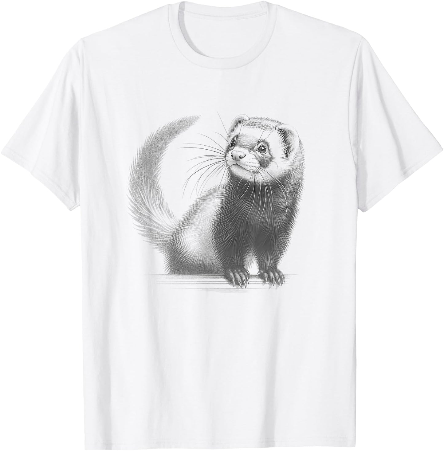 Vintage Ferret Drawing Art Design T-Shirt - T-Shirt | White