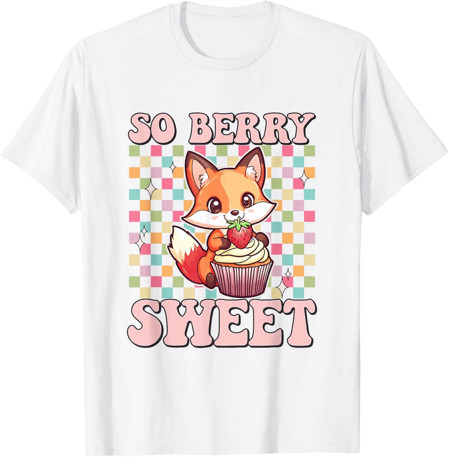 Fox eating Strawberry Cupcake Toddler Girl Foxes Muffin T-Shirt - T-Shirt | White