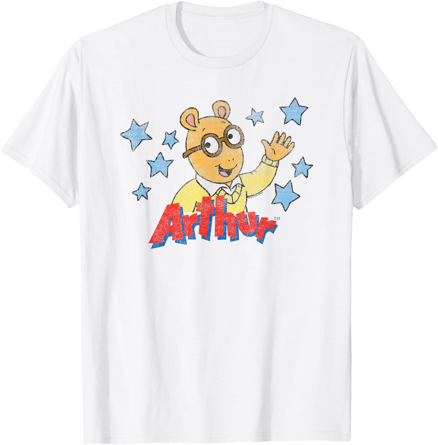 Arthur Distressed Arthur With Logo & Stars T-Shirt - T-Shirt | White