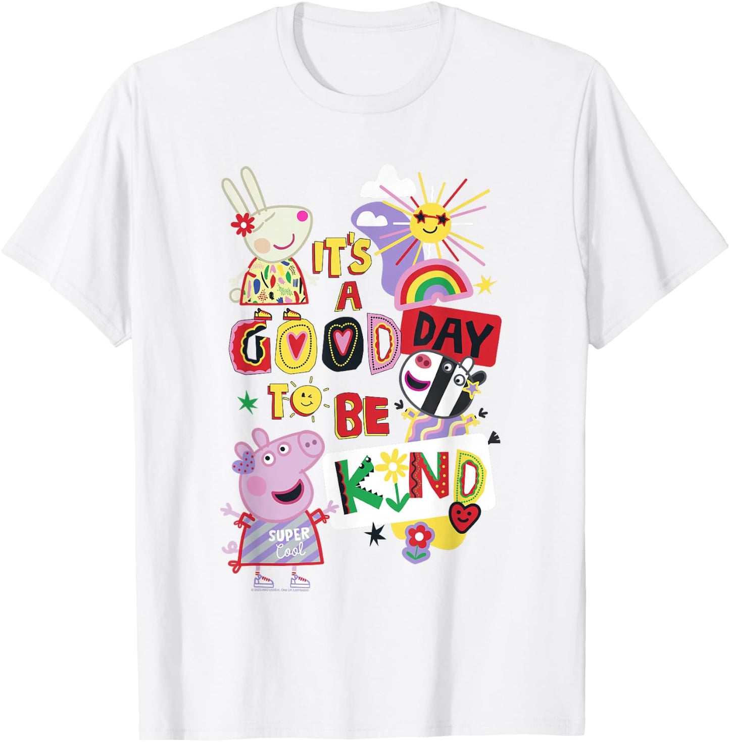 Peppa Pig It's A Good Day To Be Kind Colorful Group Shot T-Shirt - T-Shirt | White