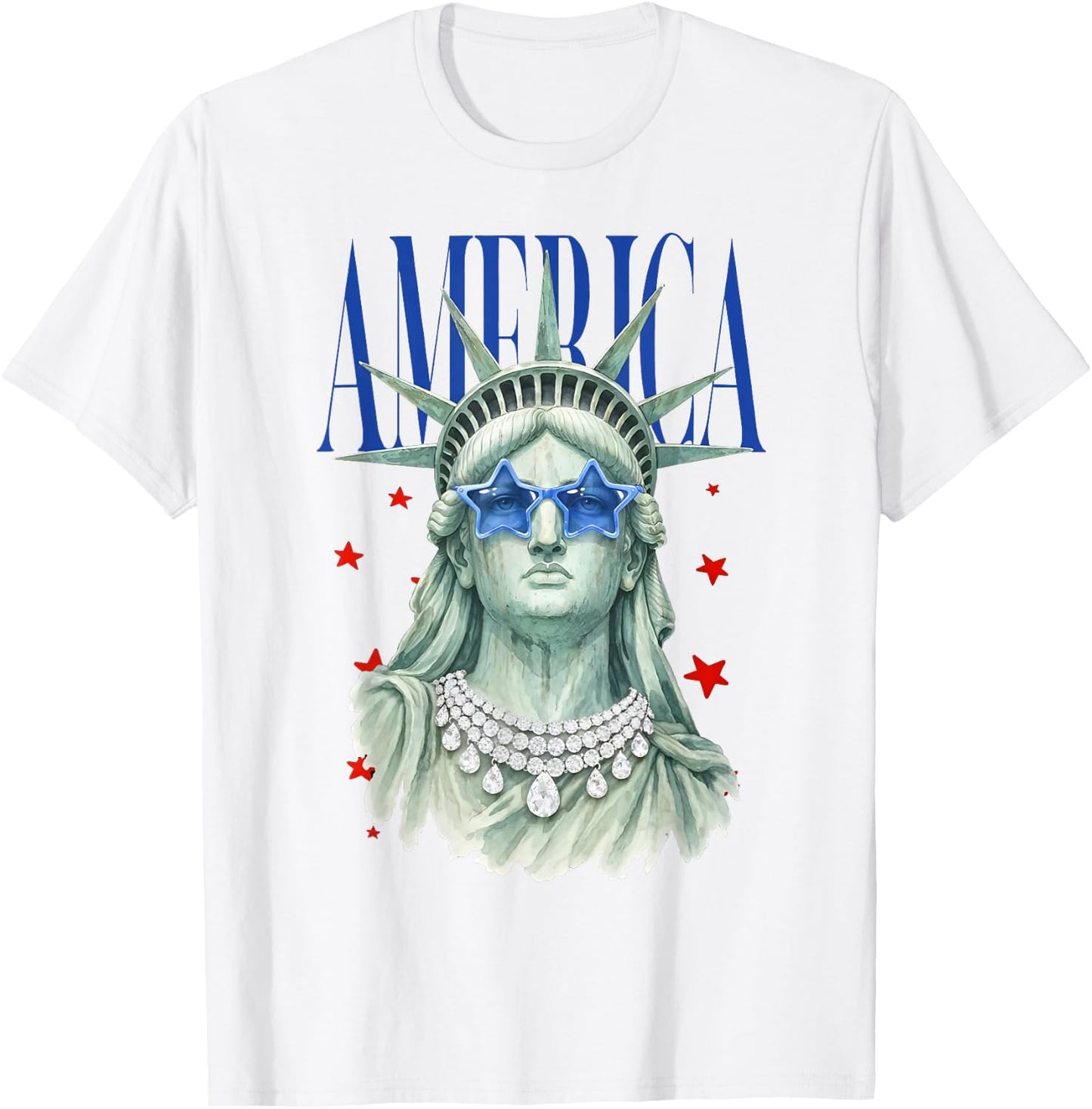 American Beauty Statue of Liberty Patriotic 4th of July T-Shirt - T-Shirt | White
