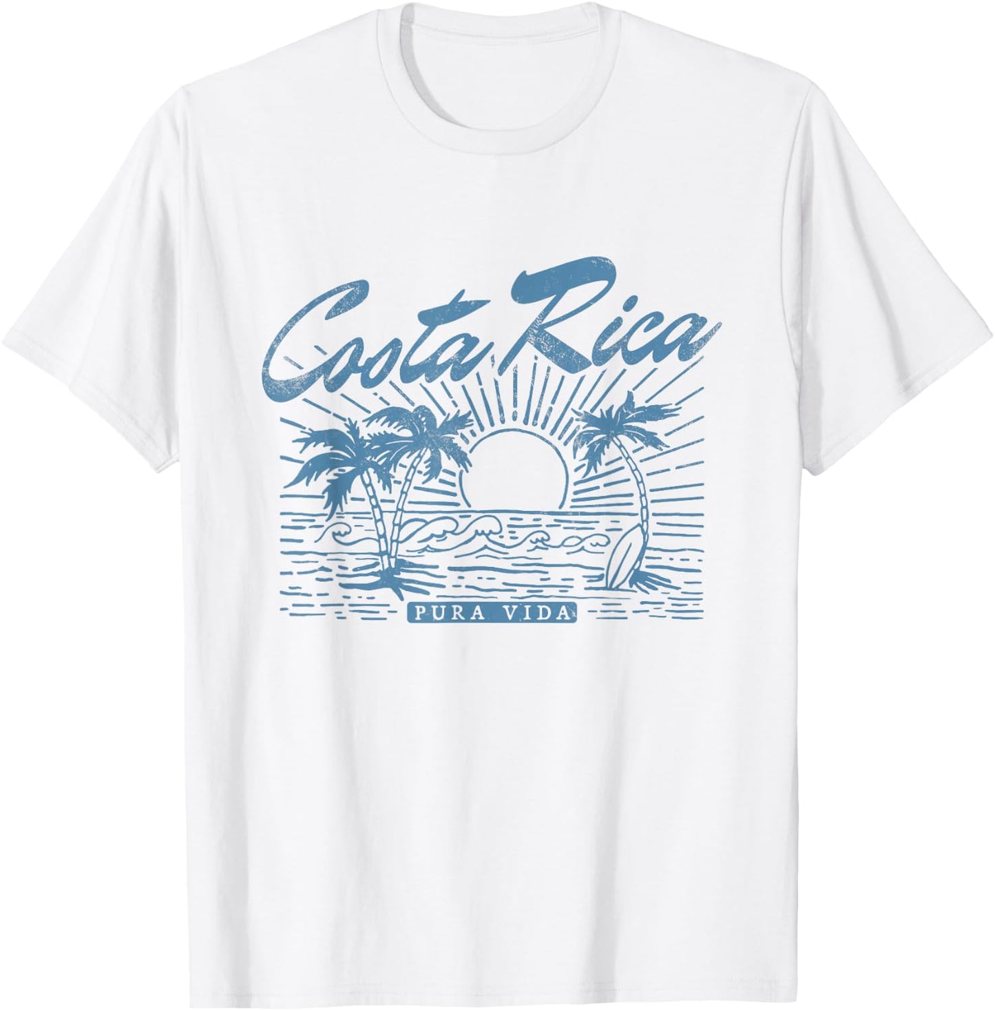 Costa Rica Pura Vida Vintage Distressed Beach T-Shirt - T-Shirt | White