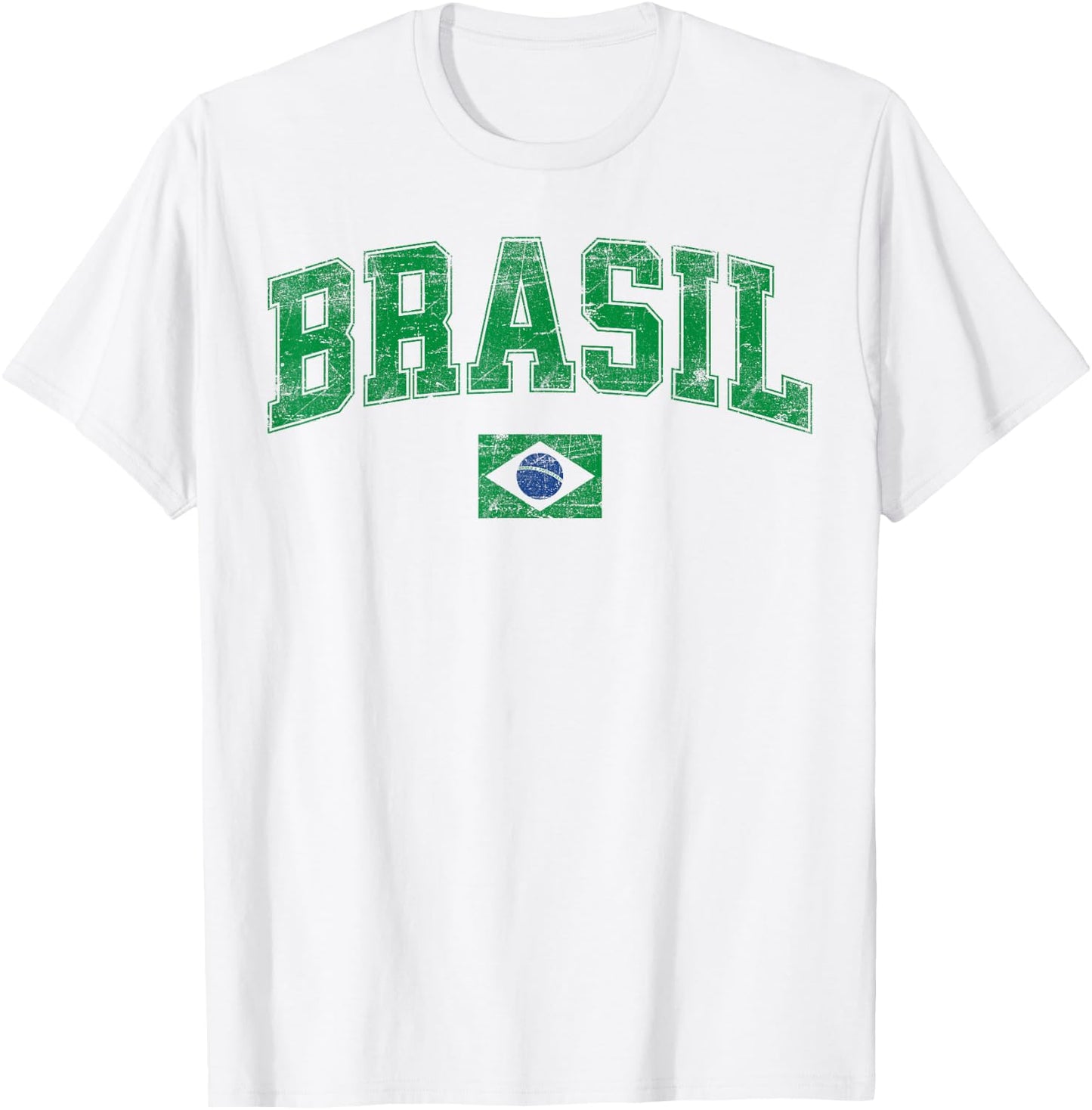 Retro Vintage Brasil | Women Men Kids Flag of Brazil T-Shirt - T-Shirt | White
