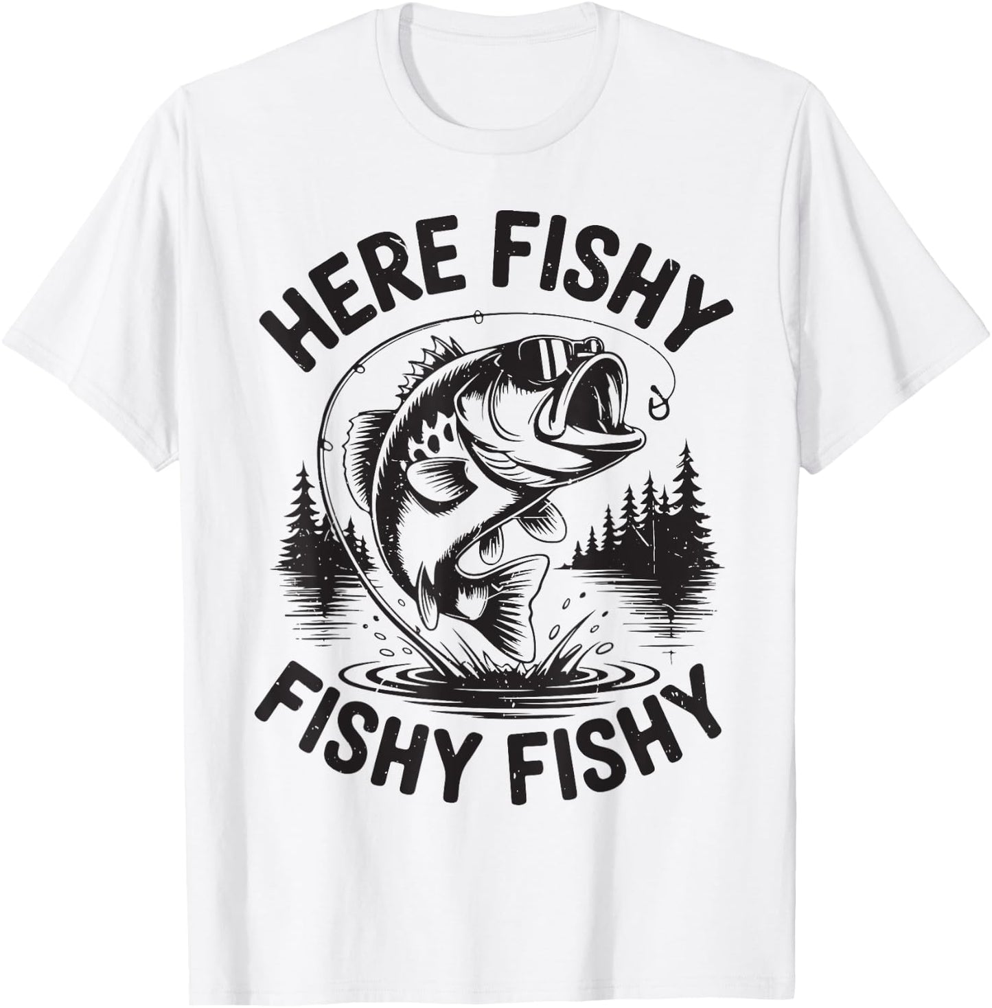 Here-Fishy Bonus Dad Fishing Father Day Gift from Daughter T-Shirt - T-Shirt | White
