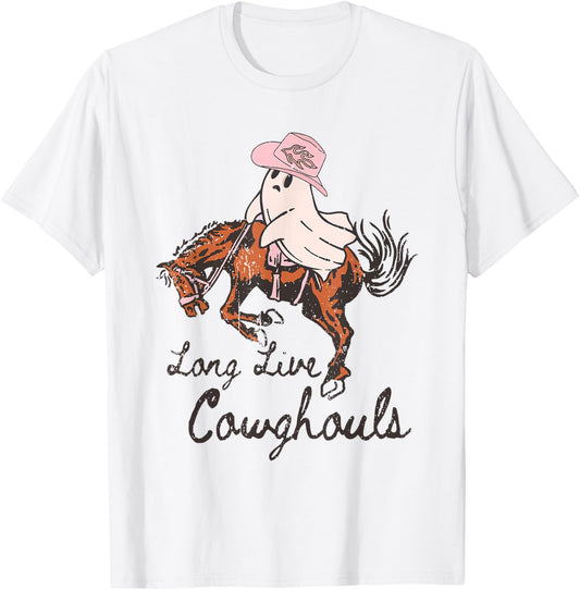 Long Live Cowghouls Rodeo Western Country Southern Cowgirls T-Shirt - T-Shirt | White