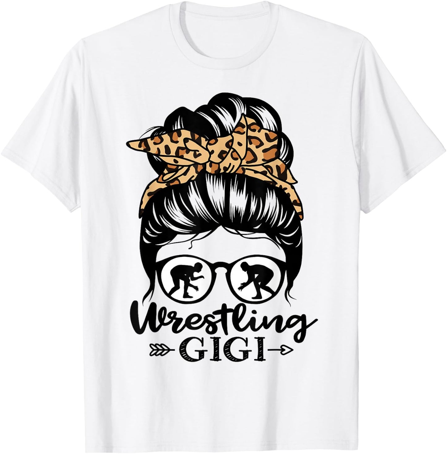 Wrestling Gigi Messy Bun Hair Funny Wrestler Gigi T-Shirt - T-Shirt | White