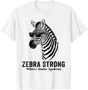 Zebra Strong Zebra With Sunglasses EDS Awareness Warriors T-Shirt - T-Shirt | White