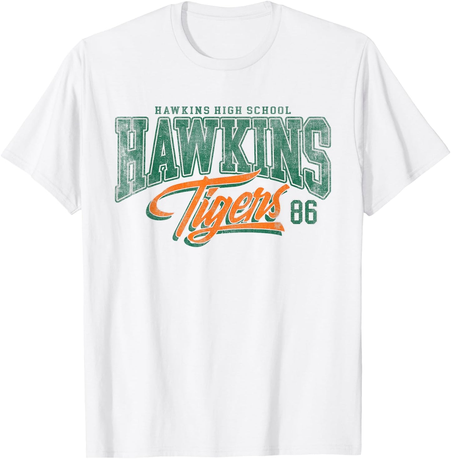 Stranger Things Hawkins Tigers 86 , white, S T-Shirt - T-Shirt | White