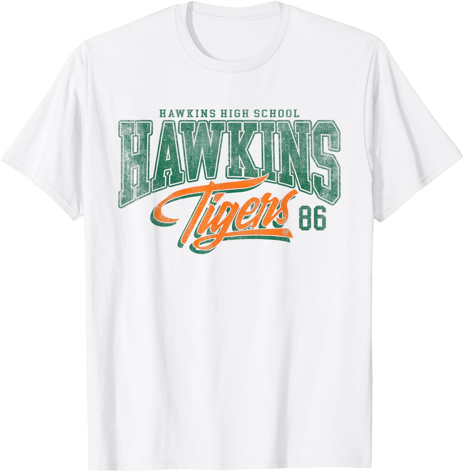 Stranger Things Hawkins Tigers 86 , white, S T-Shirt - T-Shirt | White