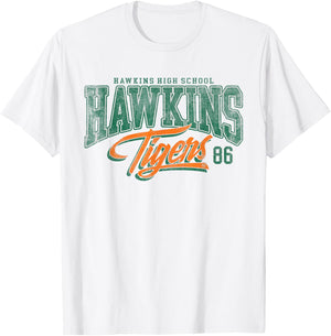 Stranger Things Hawkins Tigers 86 , white, S T-Shirt - T-Shirt | White