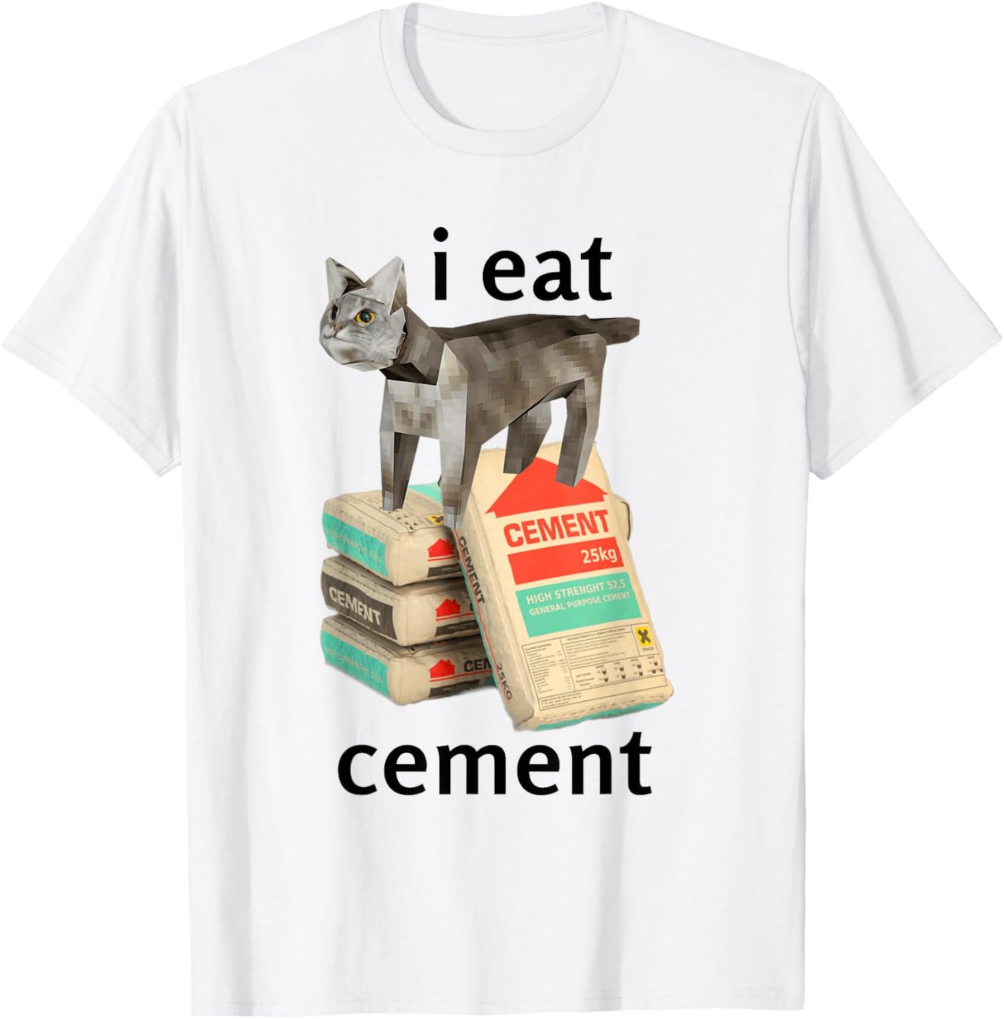 I Eat Cement Cat Shirt Kids Funny Dank Cat Meme T-Shirt - T-Shirt | White