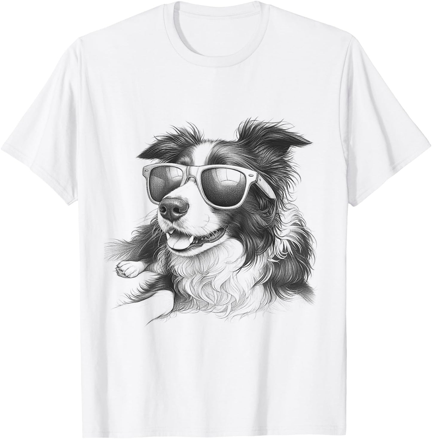 Border Collie With Sunglasses Design And Kids T-Shirt - T-Shirt | White