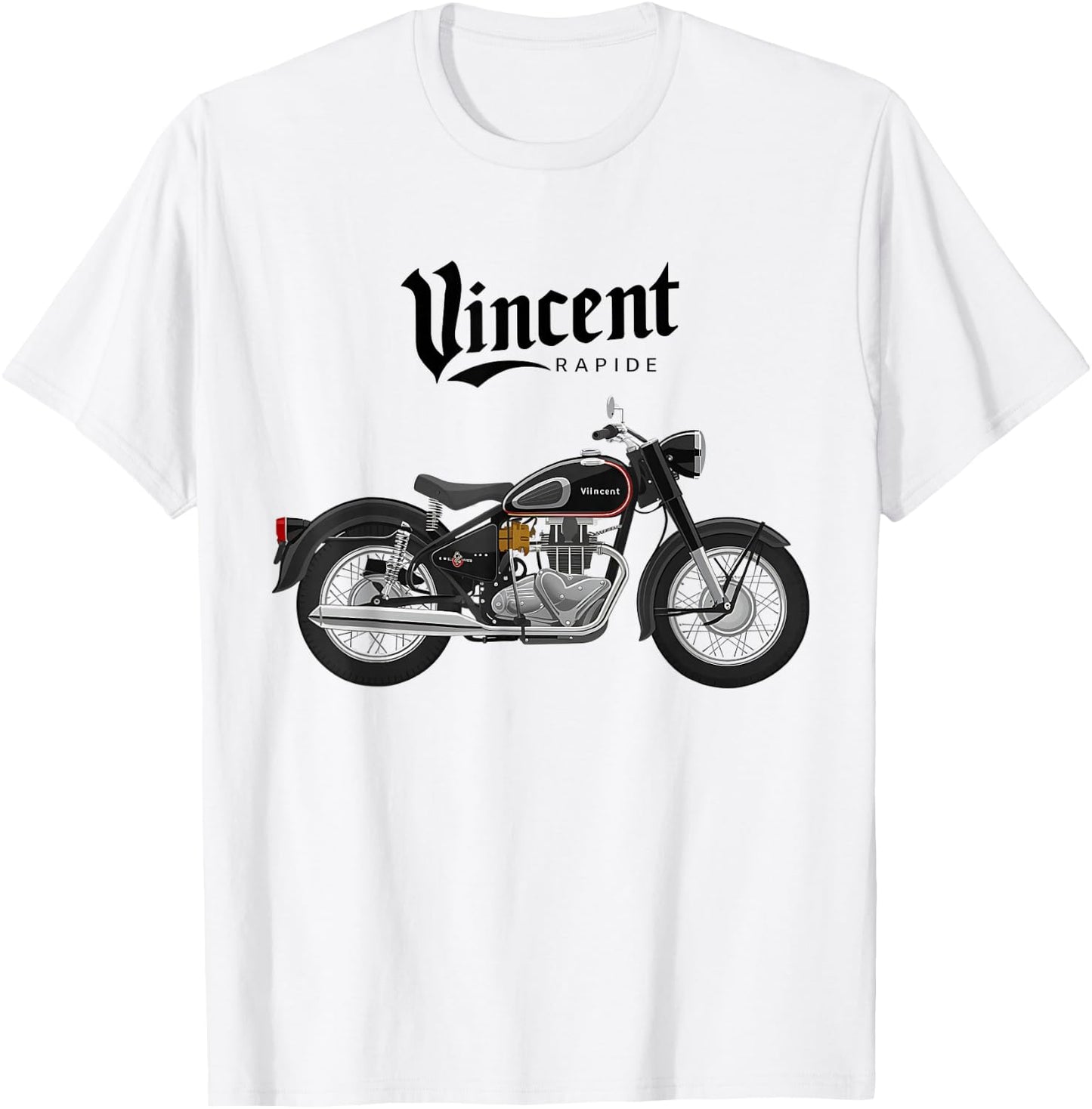 Vincent Rapide Vintage Motorcycle Graphic T Shirt, white, S T-Shirt - T-Shirt | White