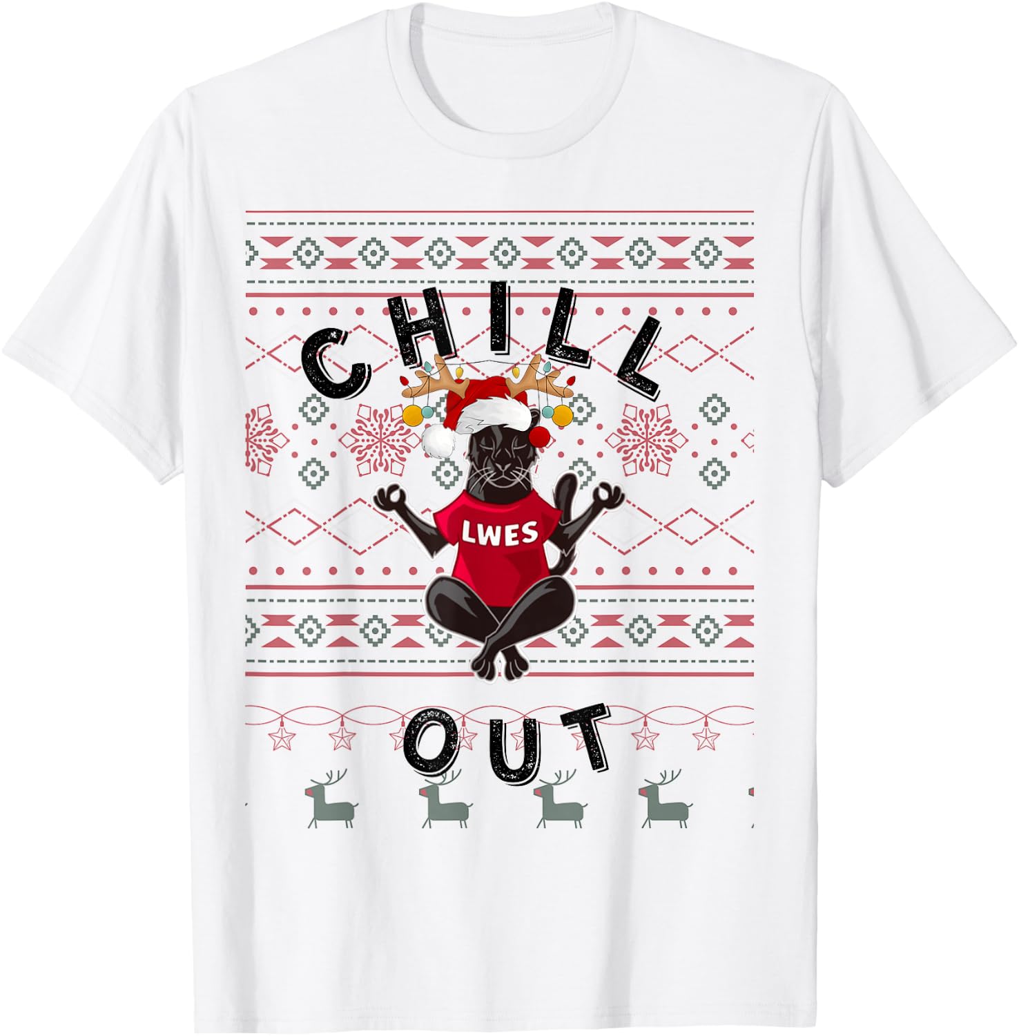 LWES Zen Panther, Ugly Sweater T-Shirt - T-Shirt | White