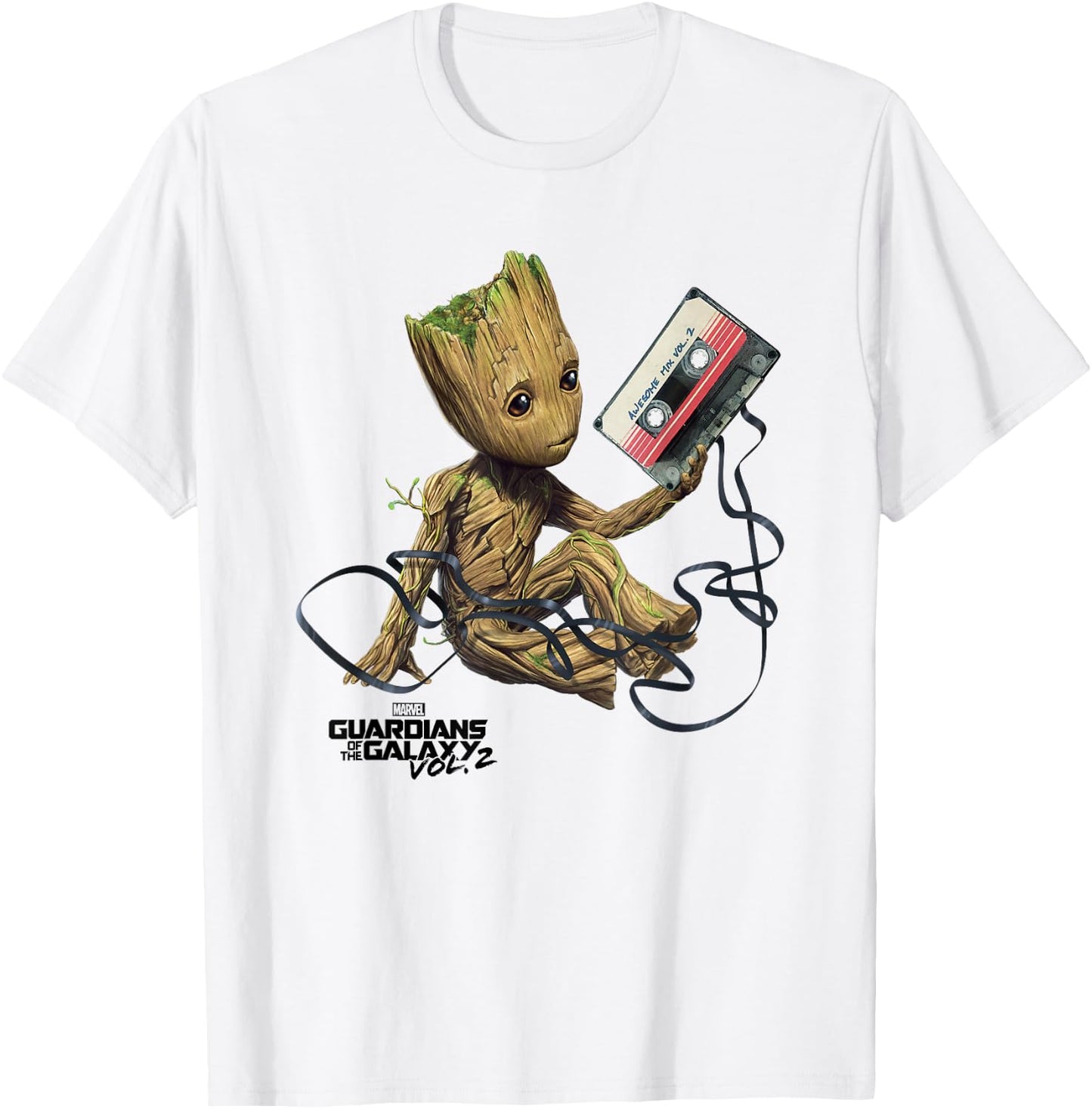 Guardians Of The Galaxy Vol2 Groot Tape , White T-Shirt - T-Shirt | White
