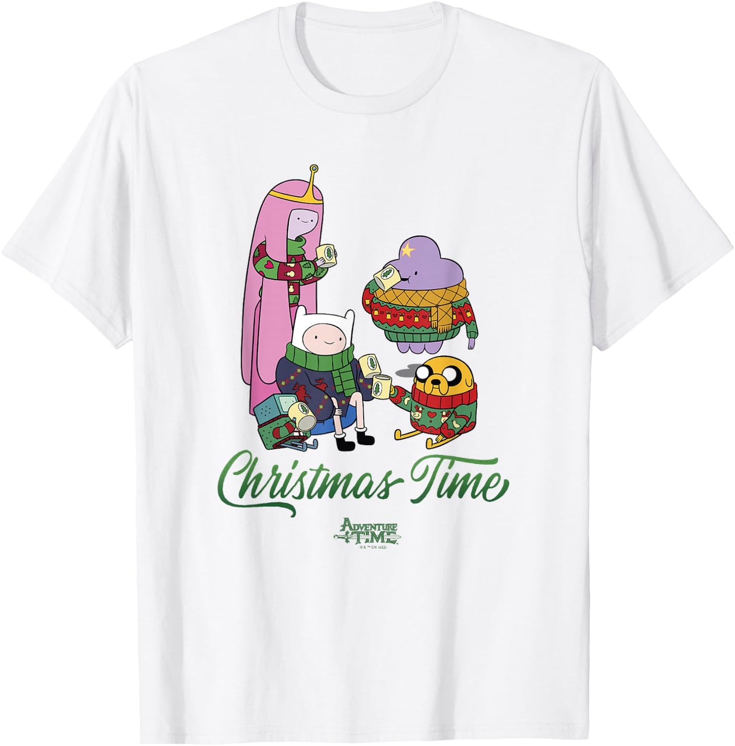 Adventure Time Christmas Friends & Cocoa T-Shirt - T-Shirt | White
