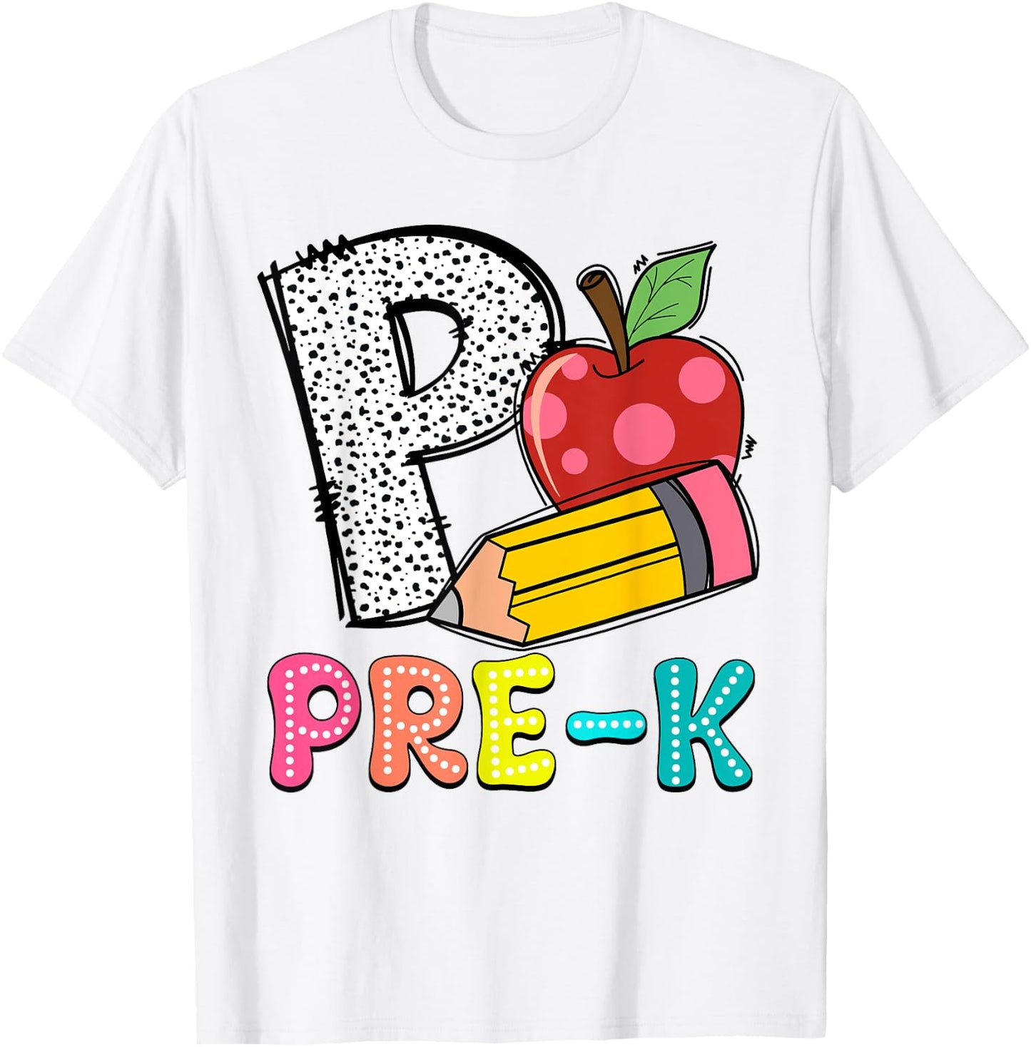 P Is For Pre-K Teacher Pencil Apple Back To School T-Shirt - T-Shirt | White