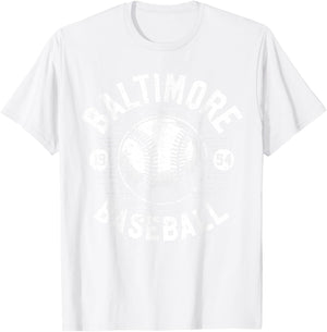 Baltimore Baseball Retro Vintage Design Baseball Lover T-Shirt - T-Shirt | White