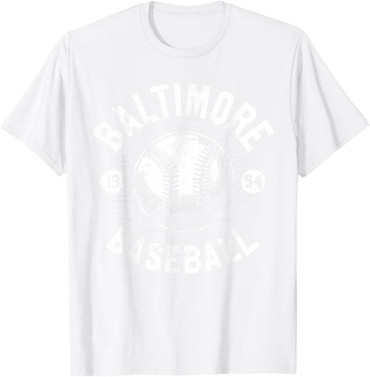 Baltimore Baseball Retro Vintage Design Baseball Lover T-Shirt - T-Shirt | White