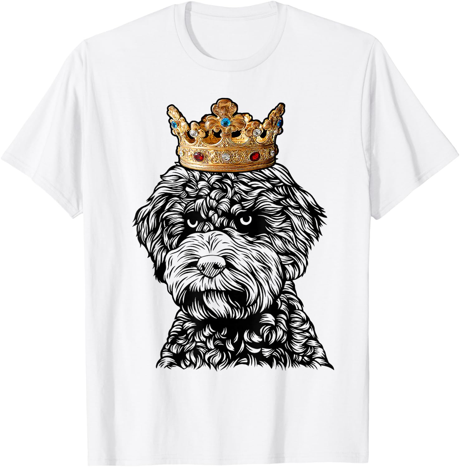 Lagotto Romagnolo Dog Wearing Crown T-Shirt - T-Shirt | White