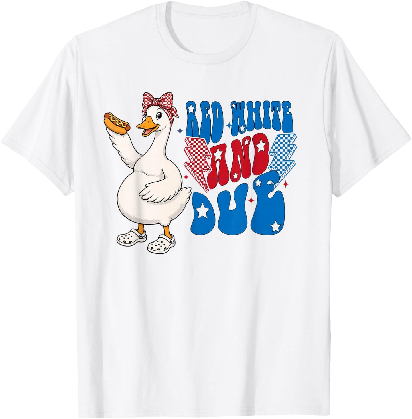 Red White, and Due Goose Pregnant 4th July Baby Reveal T-Shirt - T-Shirt | White