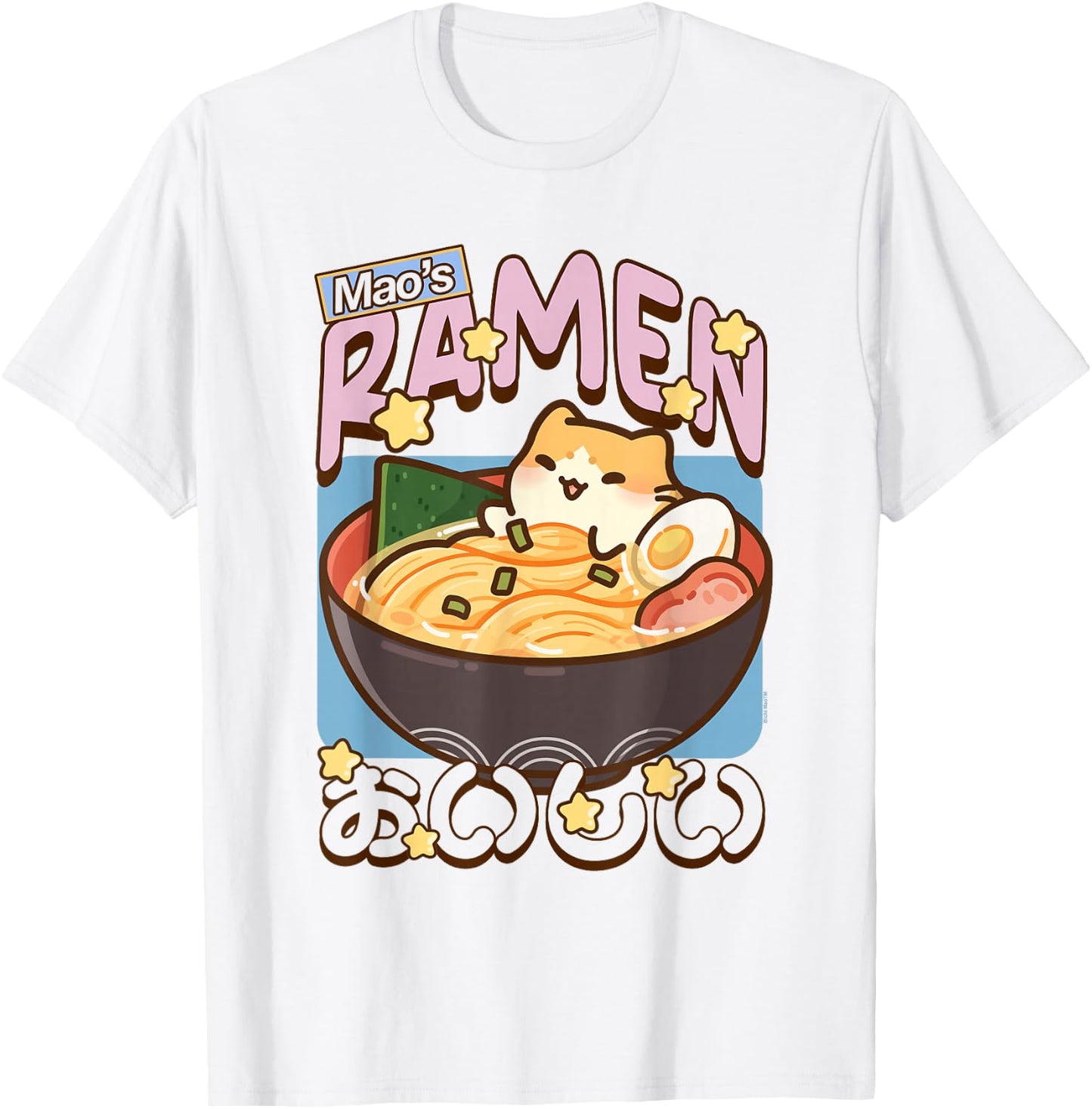 Ramen Bowl Kitty Cute Animal Foodie Design T-Shirt - T-Shirt | White