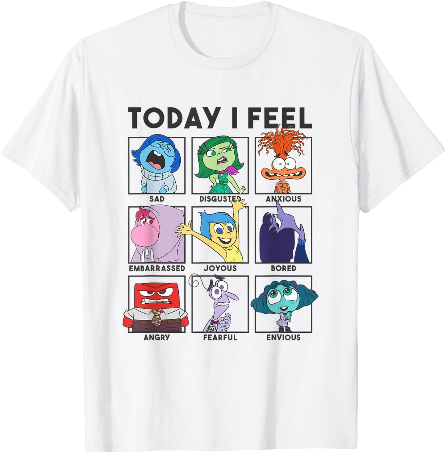 Disney Pixar Inside Out 2 Today I Feel... Emotions Panels , White T-Shirt - T-Shirt | White