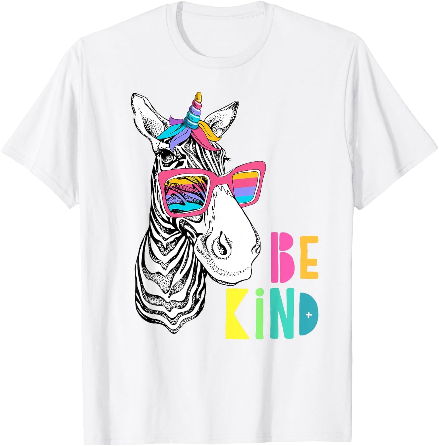 Be Kind - Choose Kindness Anti Bullying Cute Zebra Unicorn T-Shirt - T-Shirt | White