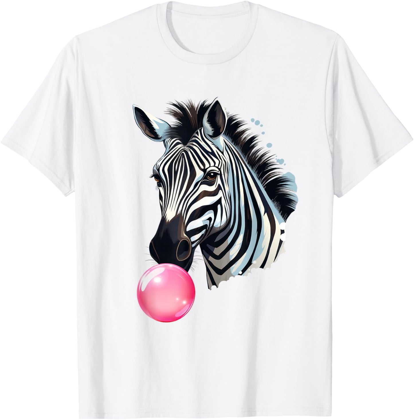 144 Animals Zebra Funny Zebra Bubblegum - -Adults, Kids - Blue - Short Sleeve - Zebra Print - Casual - All Seasons T-Shirt - T-Shirt | White