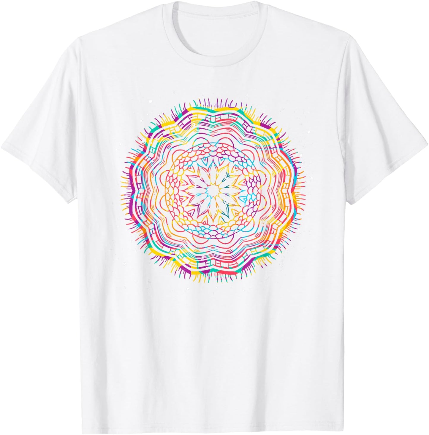 Bohemian Fractal Geometry Yogi Spiritual Mandala T-Shirt - T-Shirt | White