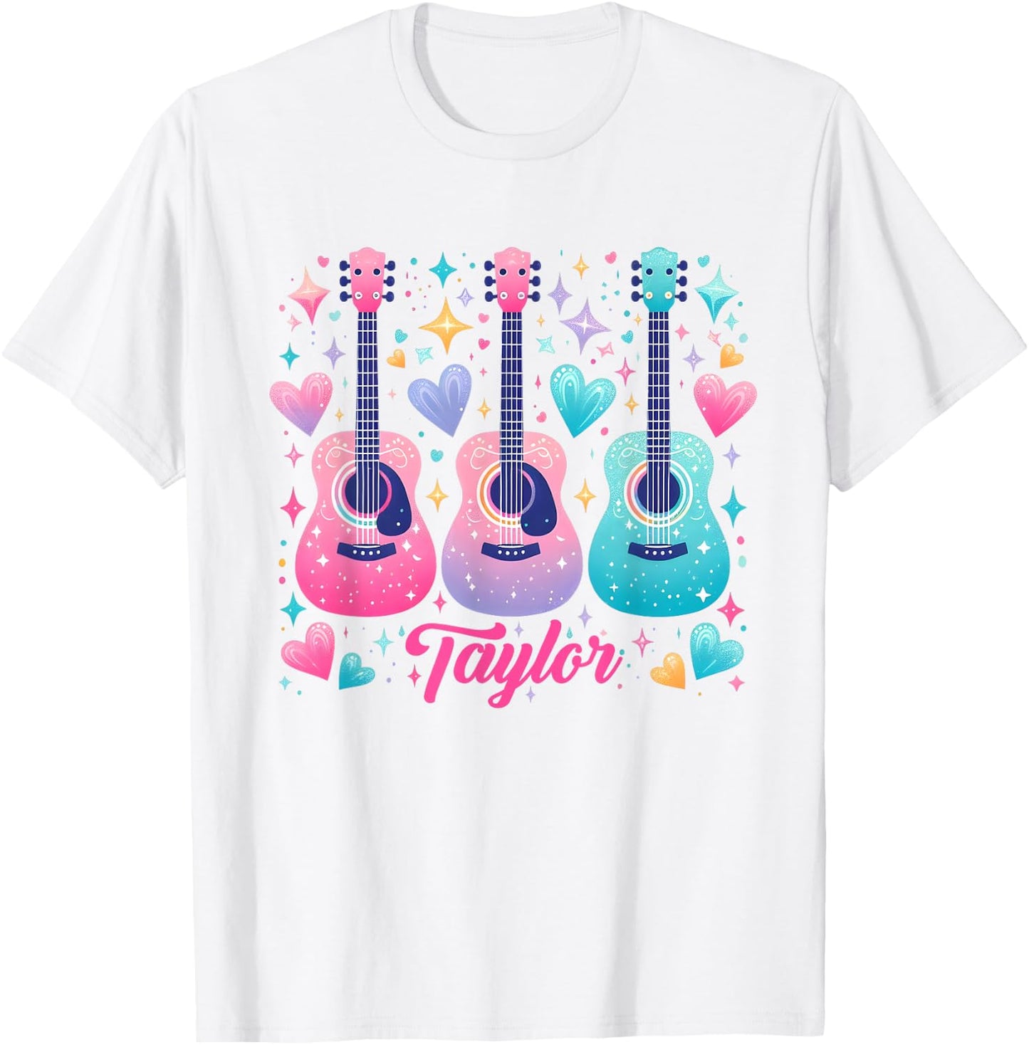 Girl Retro Taylor Custom Name Groovy 80s , Black, S T-Shirt - T-Shirt | White