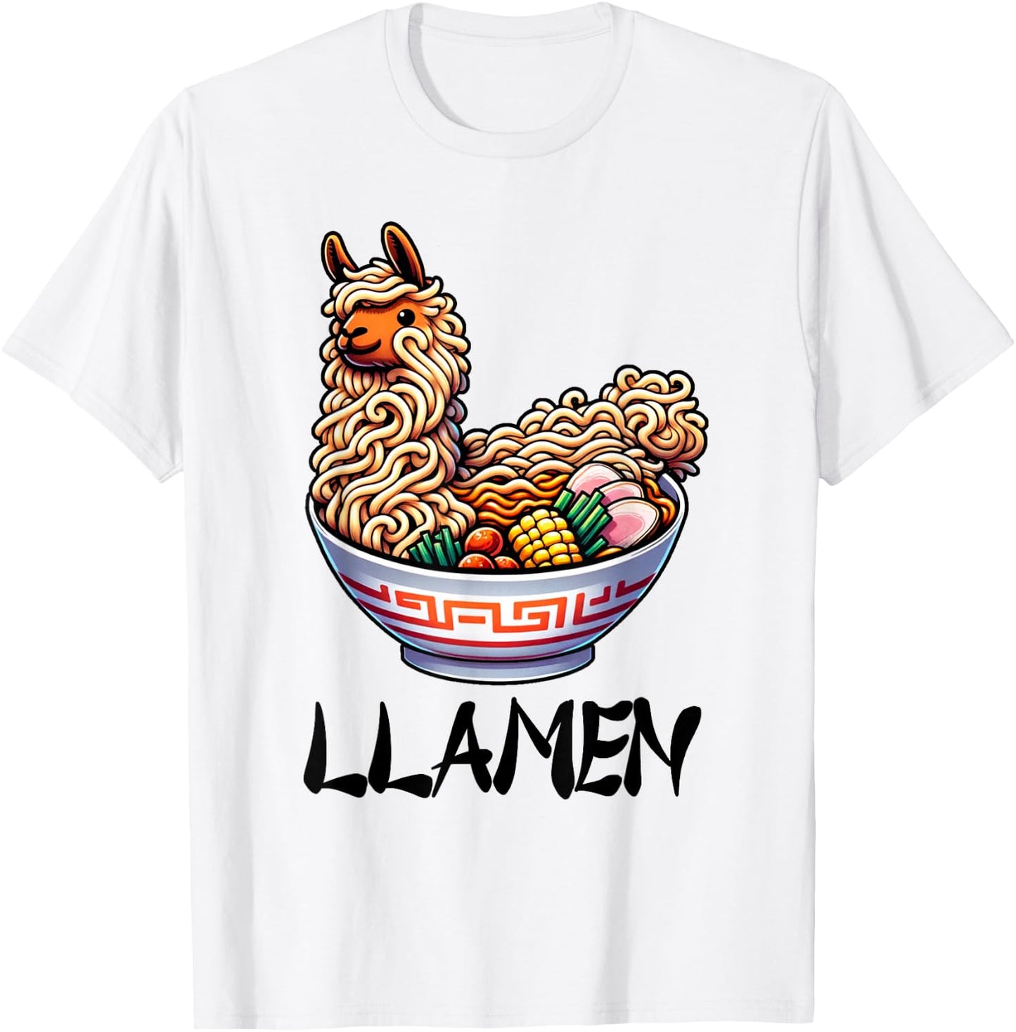 Llamen Noodles Chinese Food Alpaca Llama Lover T-Shirt - T-Shirt | White