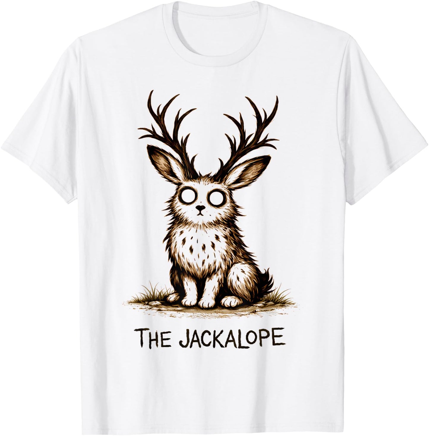Jackalope Cute Creepy Cryptid T-Shirt - T-Shirt | White
