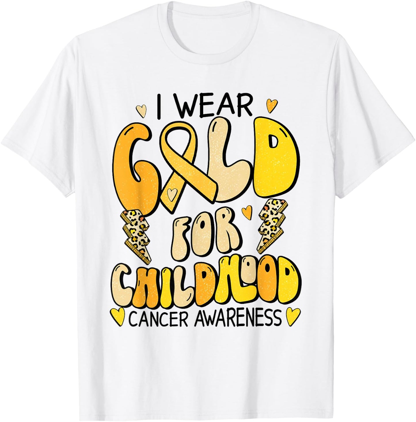 Childhood Cancer Awareness Support Retro Yellow Ribbon T-Shirt - T-Shirt | White