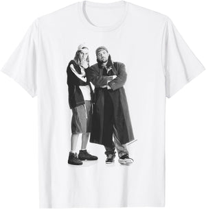 Jay & Silent Bob Black & White Standing Portrait T-Shirt - T-Shirt | White