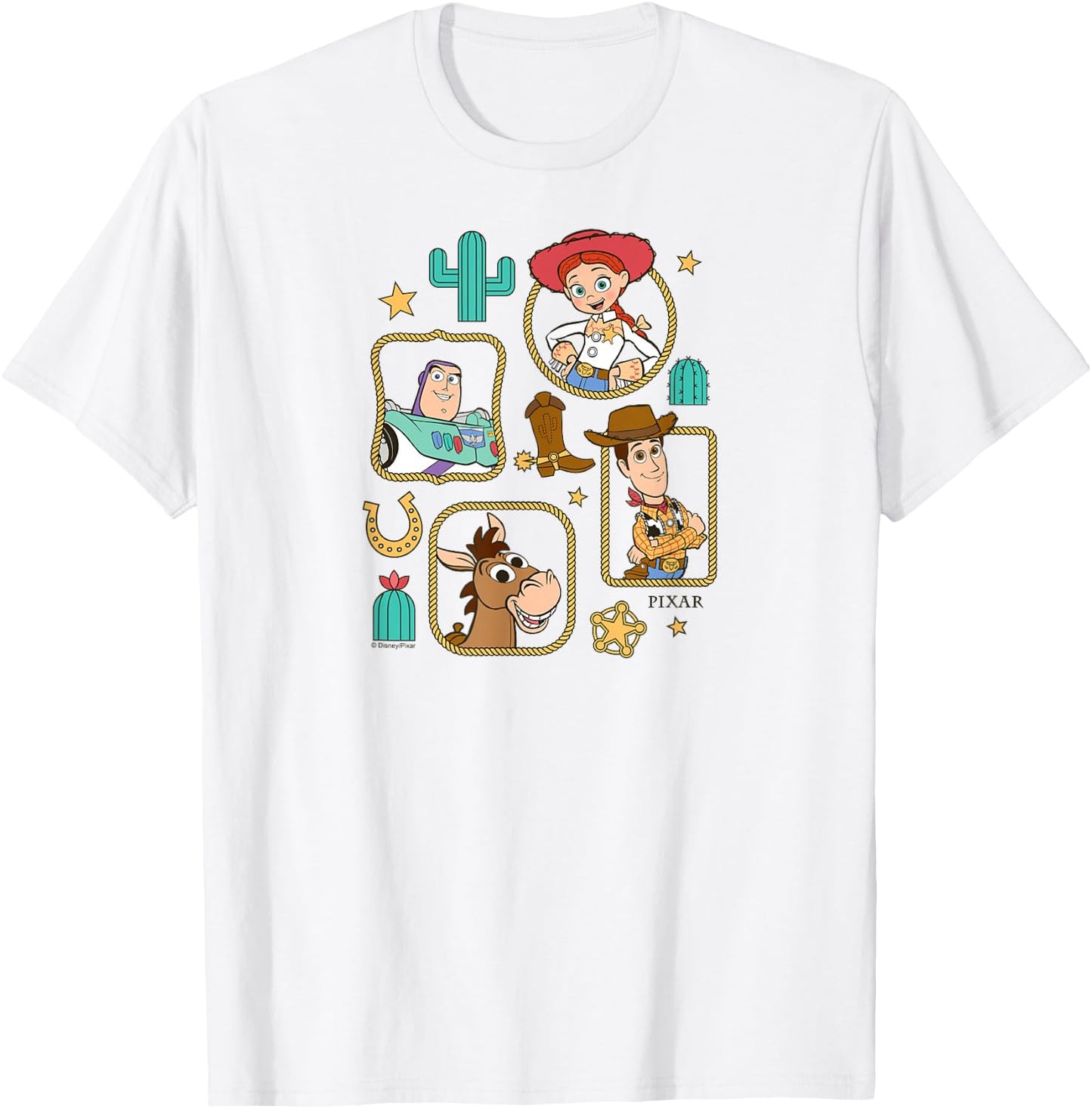 Toy Story 5 - Woody Jessie Buzz Bullseye Western Frames T-Shirt - T-Shirt | White