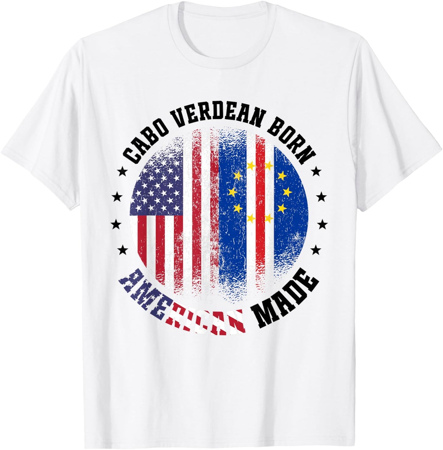 Cabo Verdean Flag American US Flag Outfit for Cabo Verde T-Shirt - T-Shirt | White