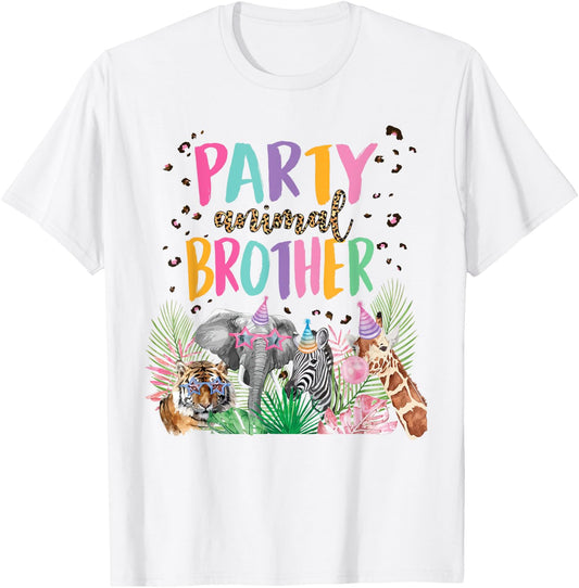 Brother Of The Birthday Boy Girl Zoo Theme Animal Party T-Shirt - T-Shirt | White