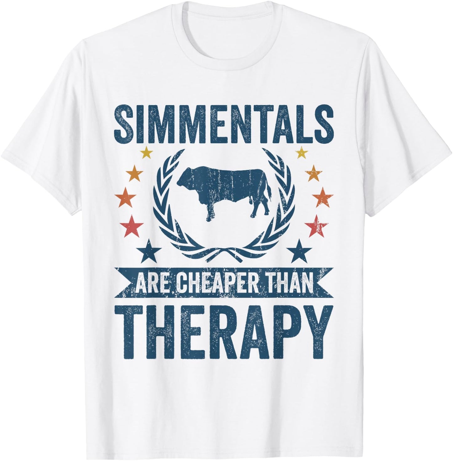 Cow Cheaper Therapy - Cattle Farmer Rancher Simmental T-Shirt - T-Shirt | White