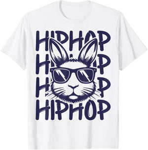 Hip Hop Bunny Sunglasses Easter For Kids Boys Men T-Shirt - T-Shirt | White