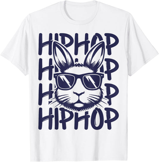 Hip Hop Bunny Sunglasses Easter For Kids Boys Men T-Shirt - T-Shirt | White
