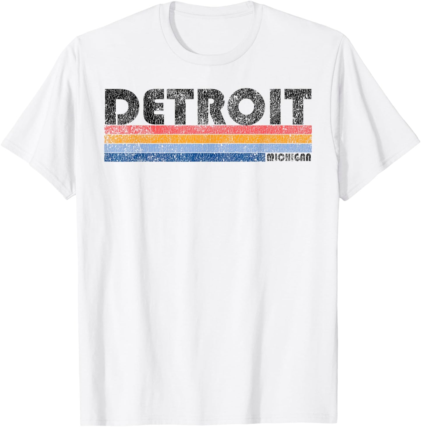 Vintage 1980s Style Detroit Michigan T-Shirt - T-Shirt | White