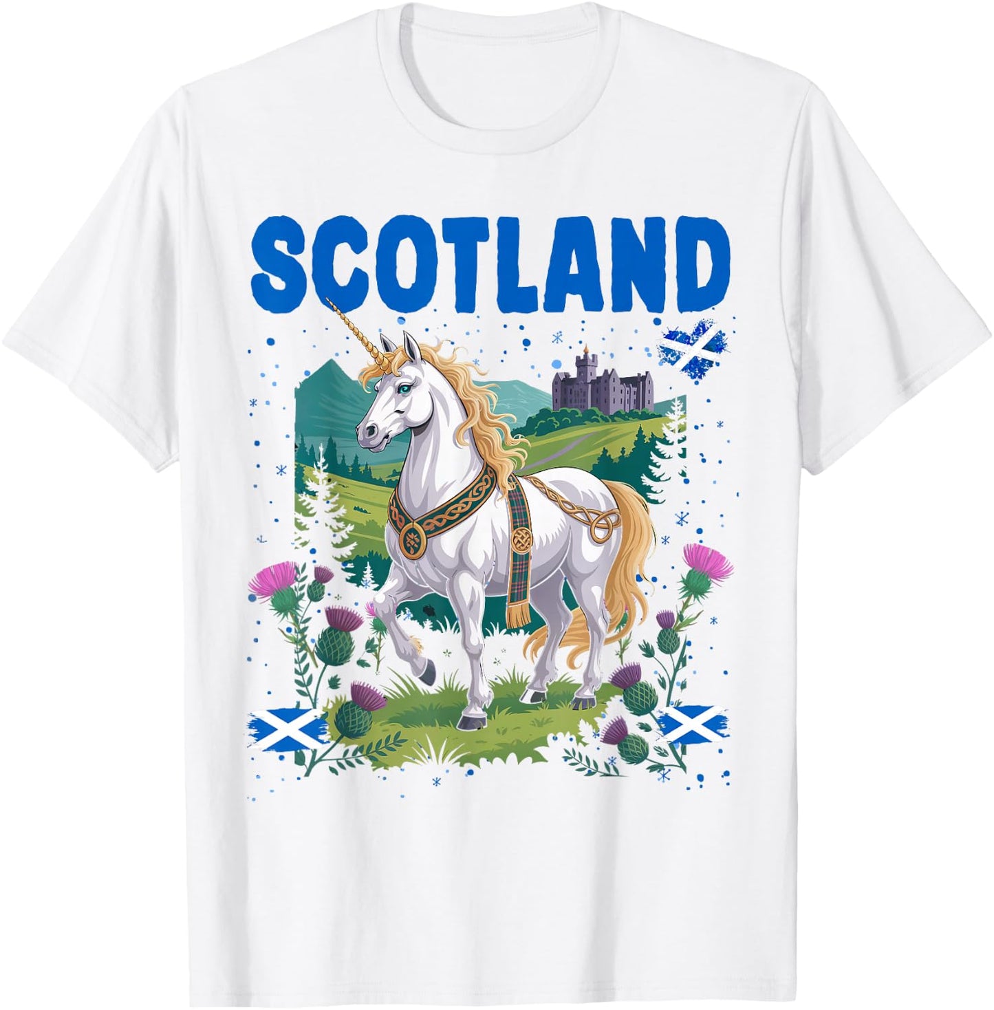 Scotland Themed Outfit Idea & Scottish Unicorn T-Shirt - T-Shirt | White