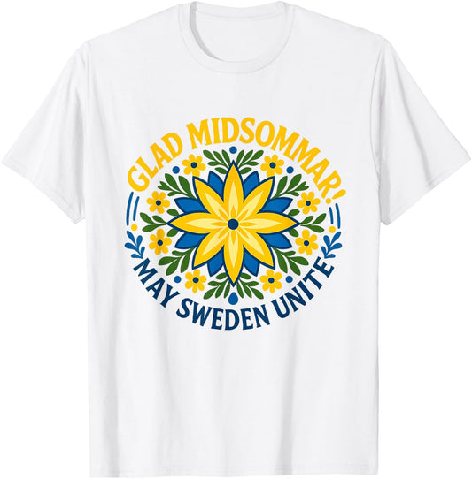 Midsommar Festival Sweden Culture Nordic Folk Art Swedish T-Shirt - T-Shirt | White