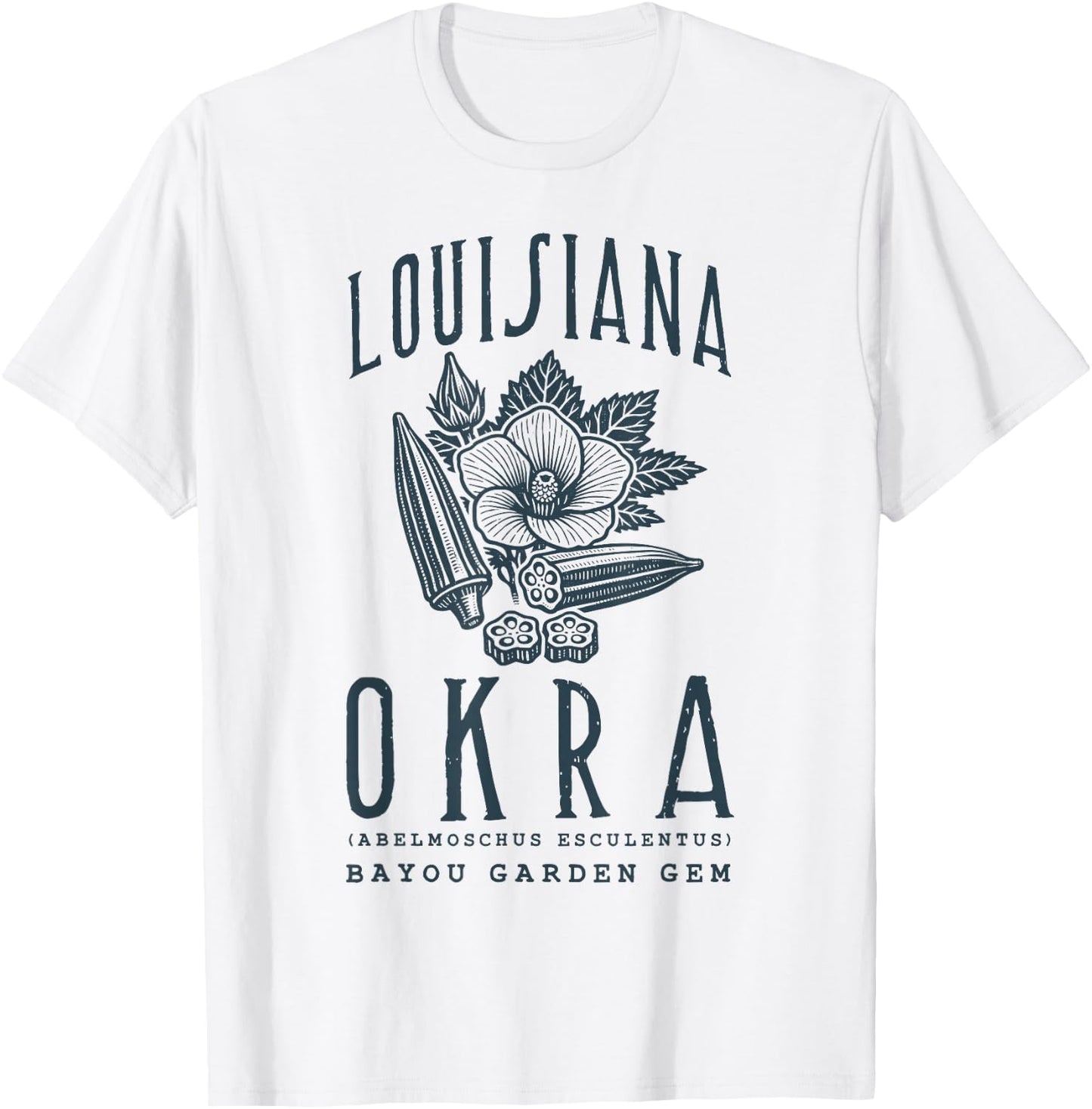 Louisiana Okra Vintage Botanical T-Shirt - T-Shirt | White