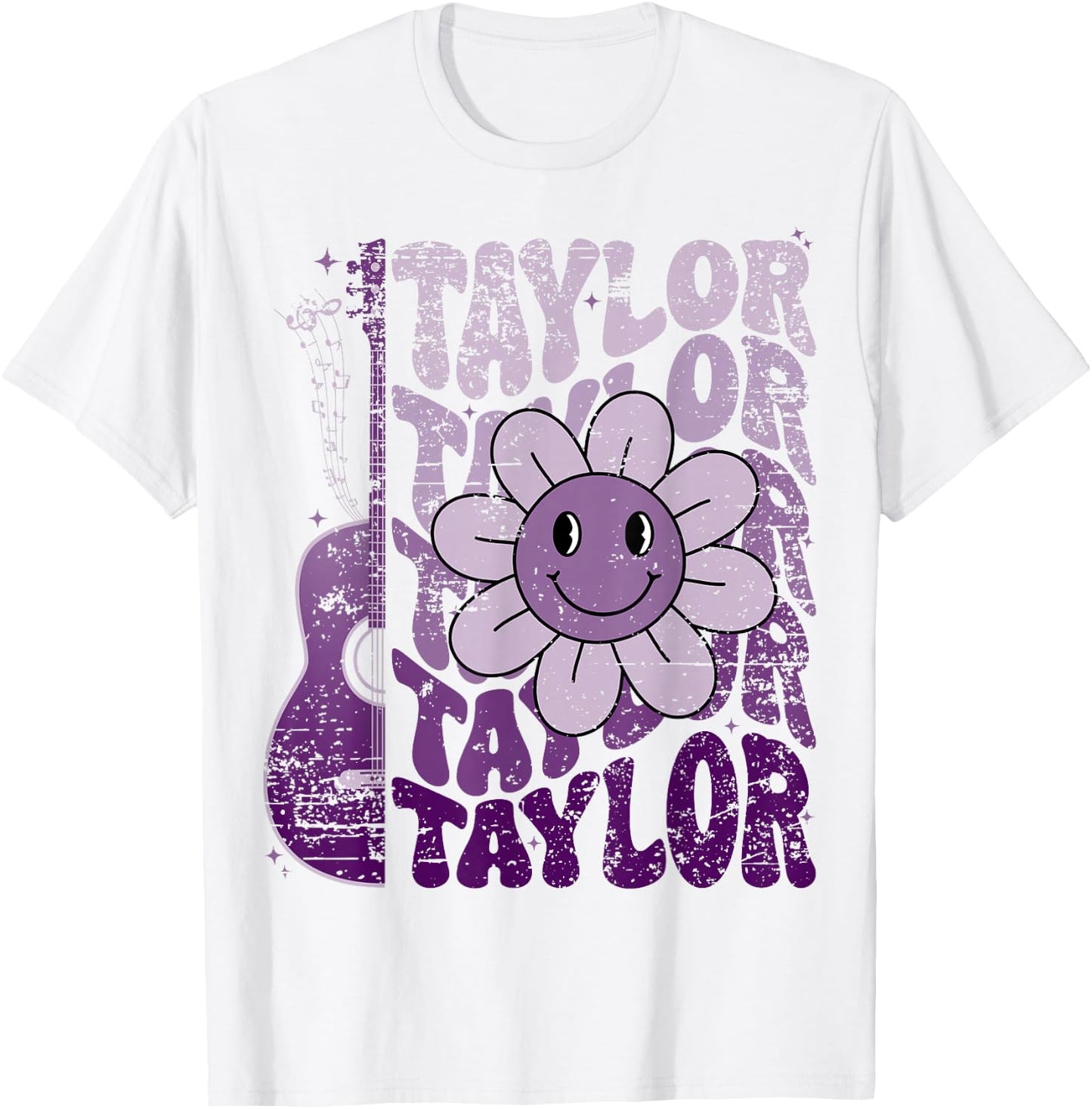 Taylor First Name I Love Taylor Girl Groovy 80's Vintage T-Shirt - T-Shirt | White