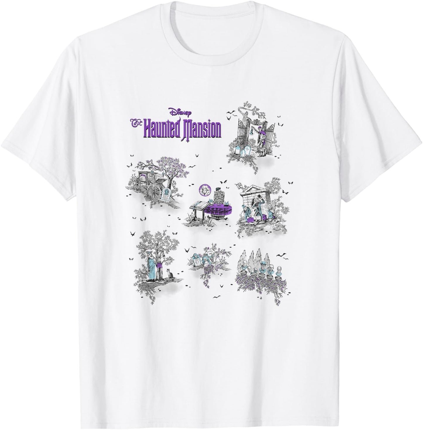 The Haunted Mansion Iconic Locations Collage Poster T-Shirt - T-Shirt | White