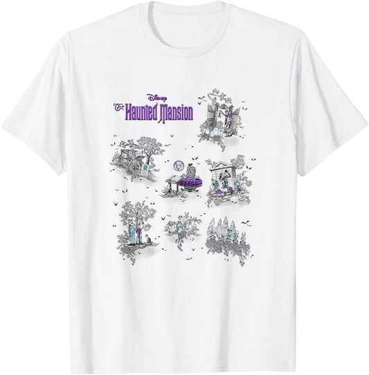 The Haunted Mansion Iconic Locations Collage Poster T-Shirt - T-Shirt | White